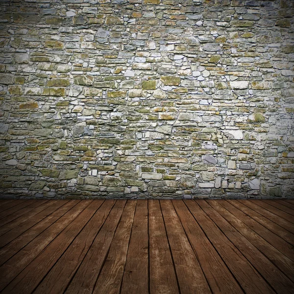 Interior vazio com parede de pedra — Fotografia de Stock