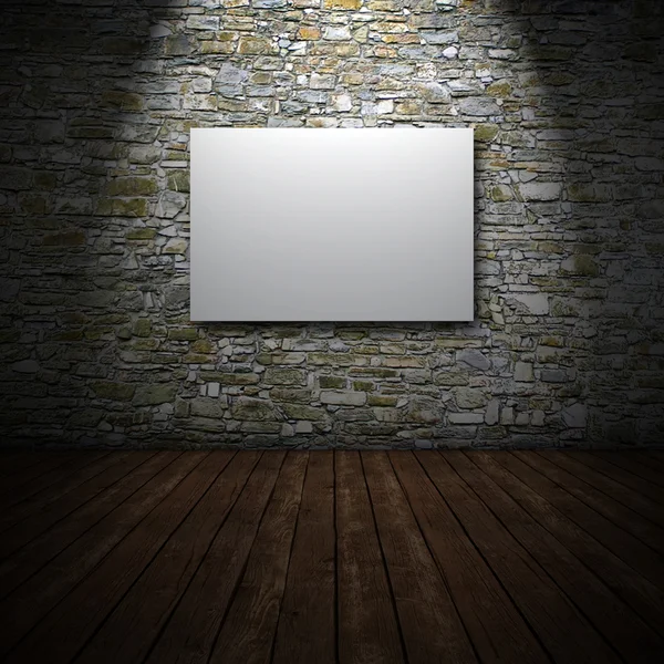 White canvas on stone wall — Stock Photo, Image