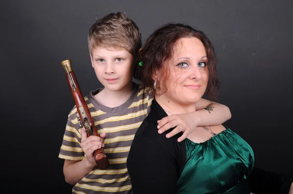 Woman and boy in the studio — Stock Photo, Image