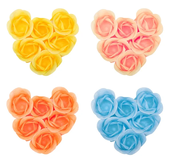 Collection hearts from flower soap — Stock Photo, Image