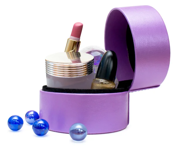 Косметика в коробке (фиолетовый) ) — стоковое фото
