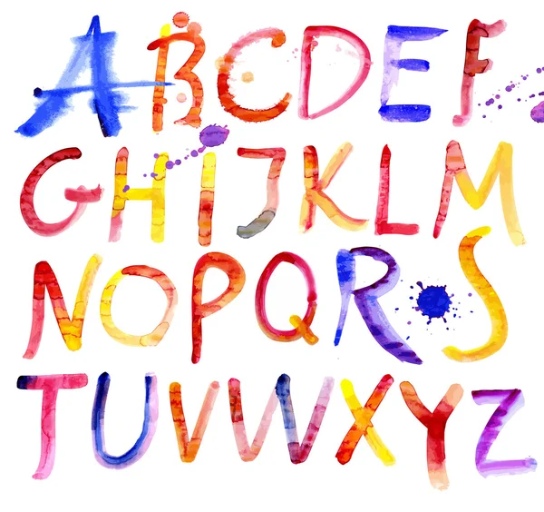 Alphabet. Watercolor — Stock Vector
