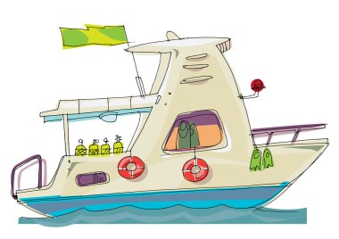 Fish-boat - cartoon - caricature clipart