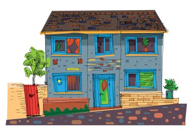 Vintage facade - cartoon clipart