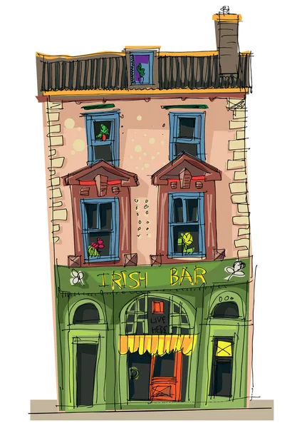 Fachadas de café velhas - desenho animado —  Vetores de Stock