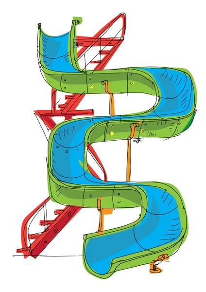 Vodní park - slide - kreslený — Stockový vektor
