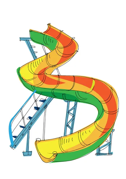 Water park - slide - cartoon — Stock Vector