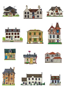 Bungalows - set - cartoon clipart