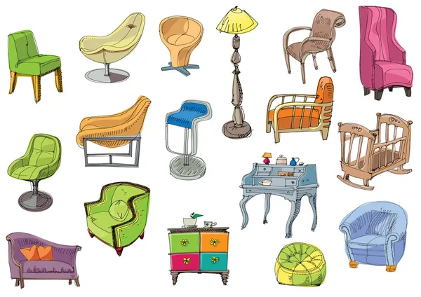 Cartoon furniture stickers — Stock Vector © mocoo2003 #10350931