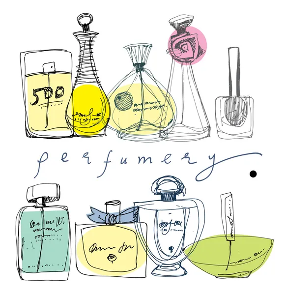Las botellas de perfume sobre un fondo blanco . — Archivo Imágenes Vectoriales