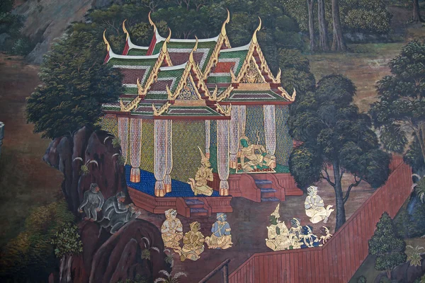 Tajski Malarstwo ścienne — Zdjęcie stockowe