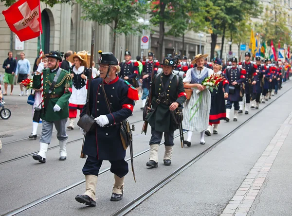 Zürih İsviçre Ulusal Günü Yürüyüşü — Stok fotoğraf