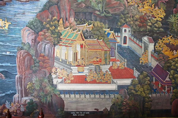 Tailandés pintura mural — Foto de Stock