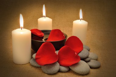 Object for the spa with candle clipart