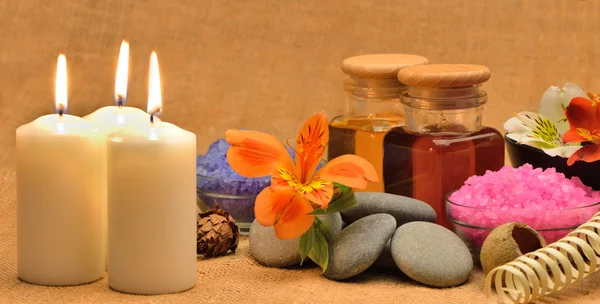 Object for the spa with candle — Stock Photo, Image