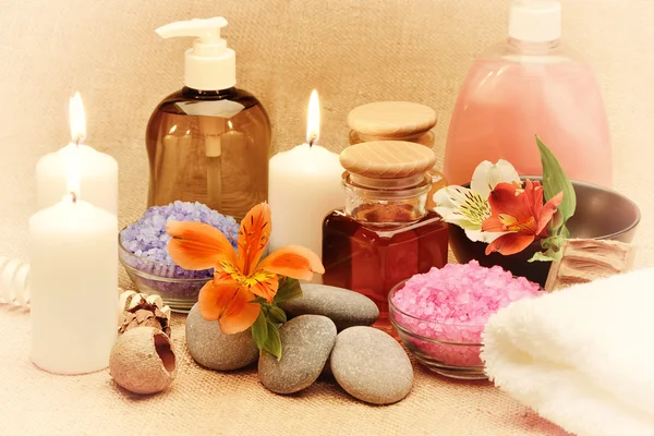 Object for the spa with candle — Stock Photo, Image