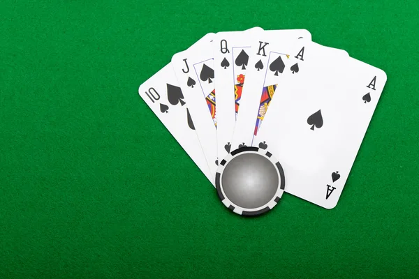 Combinación ganadora en un Royal Flush de poker —  Fotos de Stock