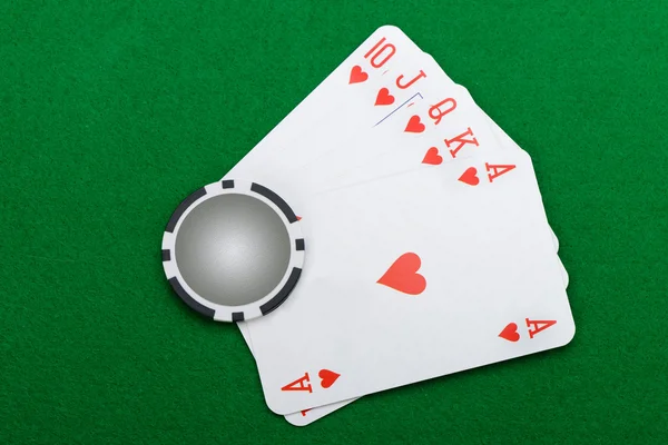 Vinnande kombination i en poker royal flush — Stockfoto