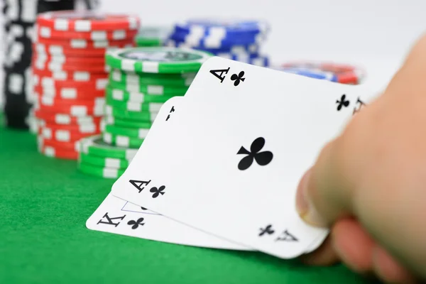 Combinação de cartas vencedoras em Black Jack na mão — Fotografia de Stock