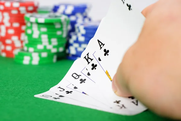 Zwycięska kombinacja w poker królewski — Zdjęcie stockowe