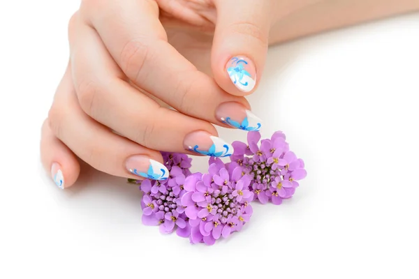 Nail art and flower — Stock Photo, Image