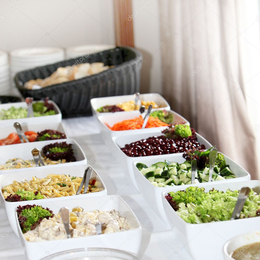 Salad buffet at a catered function