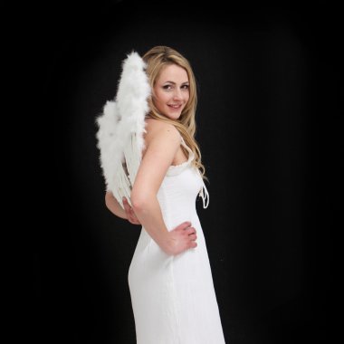 Angel in white visiting us on earth clipart