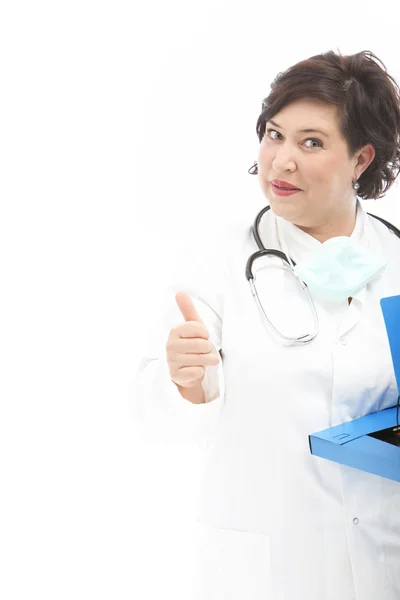 Medico o infermiere dando pollici in su — Foto Stock