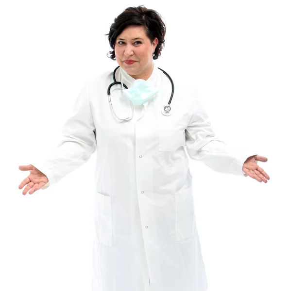Doctor holding out her hands — Stock Photo, Image