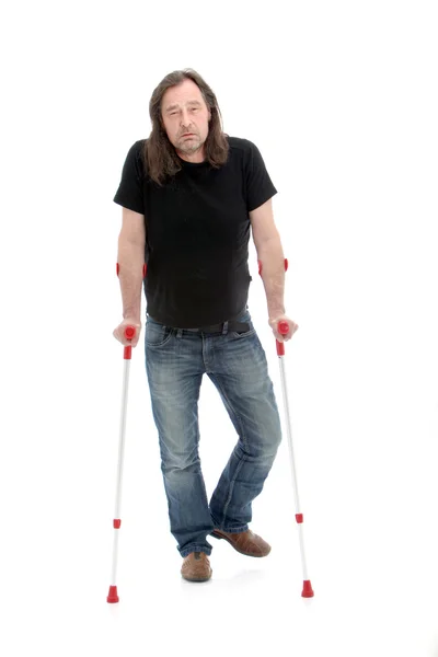Uomo infelice ferito o disabile Foto Stock