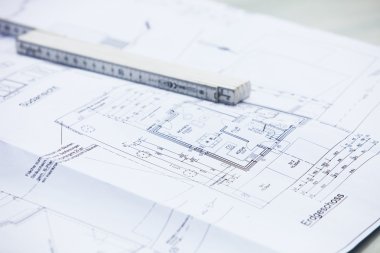 Architectural drawings and ruler clipart