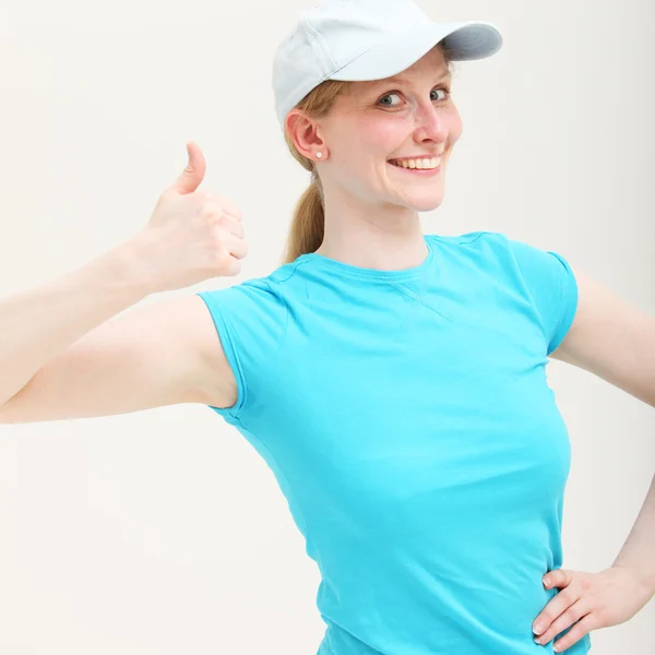 Enthusiastic woman giving thumbs up Stock Picture