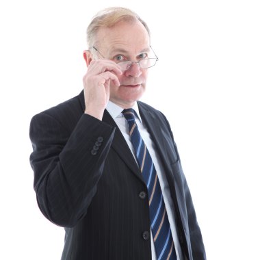 Judgemental elderly businessman clipart