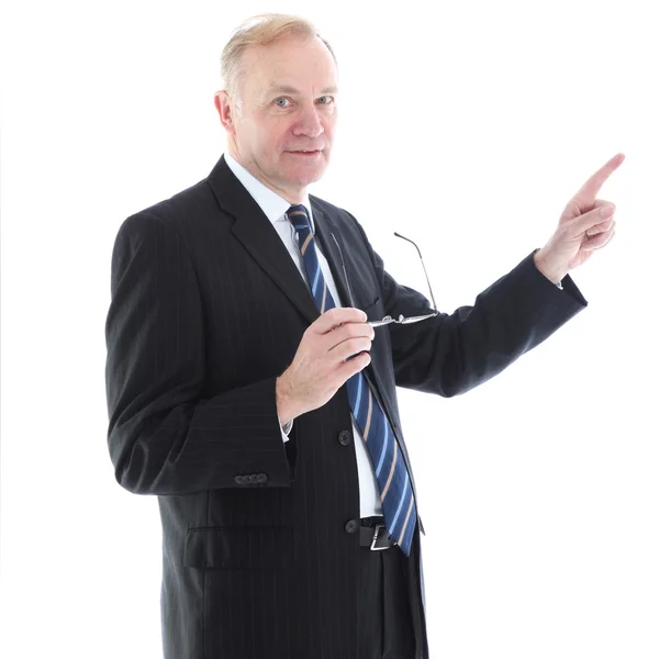 Uomo d'affari che punta con il dito indice — Foto Stock