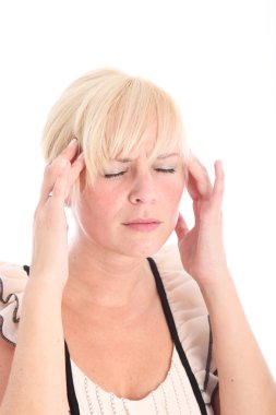 Woman suffering from a migraine clipart