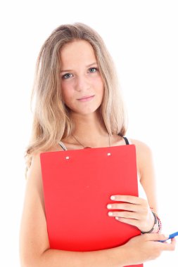 Serious young woman student clipart