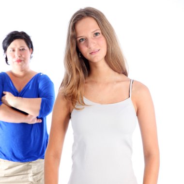 Mother and daughter in disagreement clipart