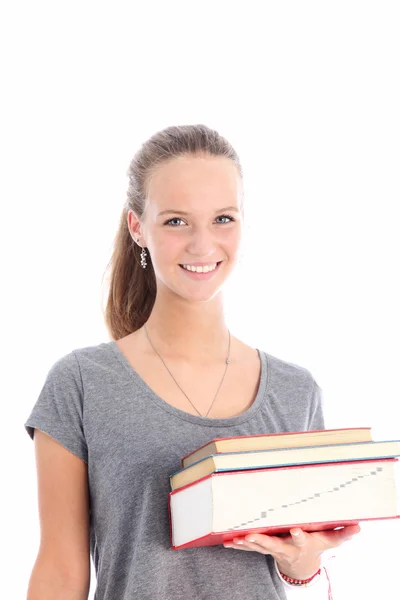 Student szczęśliwy noszenie podręczników — Zdjęcie stockowe