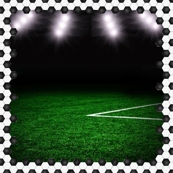Campo de fútbol texturizado fondo en el campo verde —  Fotos de Stock