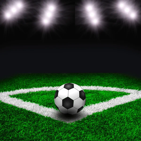 Fotboll på det gröna fältet — Stockfoto