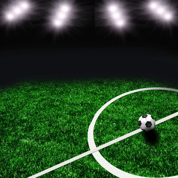 Fotboll på det gröna fältet — Stockfoto