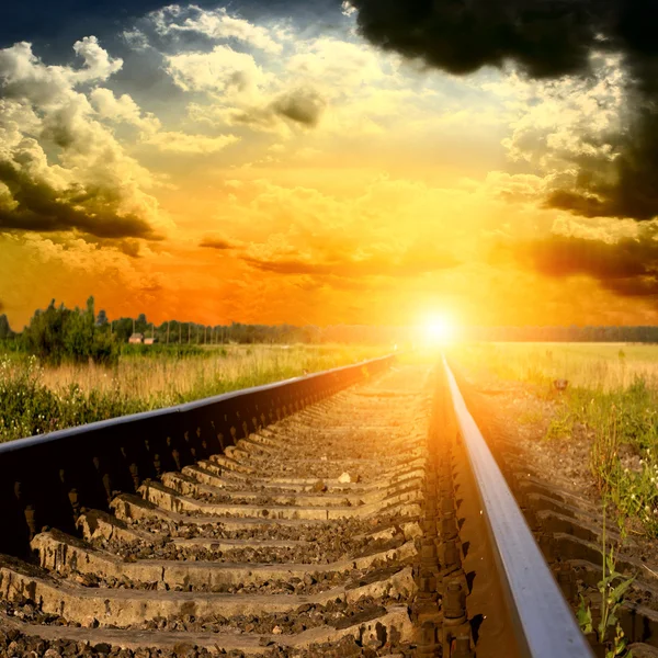 Železnice do západu slunce — Stock fotografie
