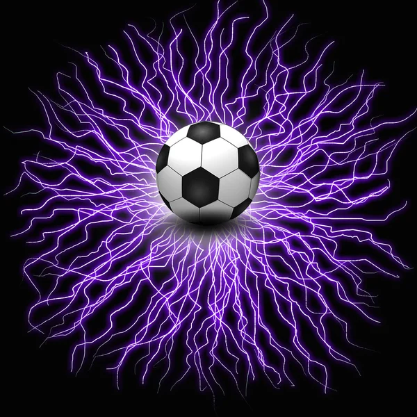 Soccer ball on electric background — Stock Photo, Image