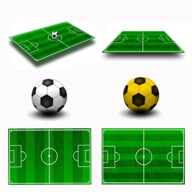 Collage. Soccer field tactic table, map on perspective geometry, clipart