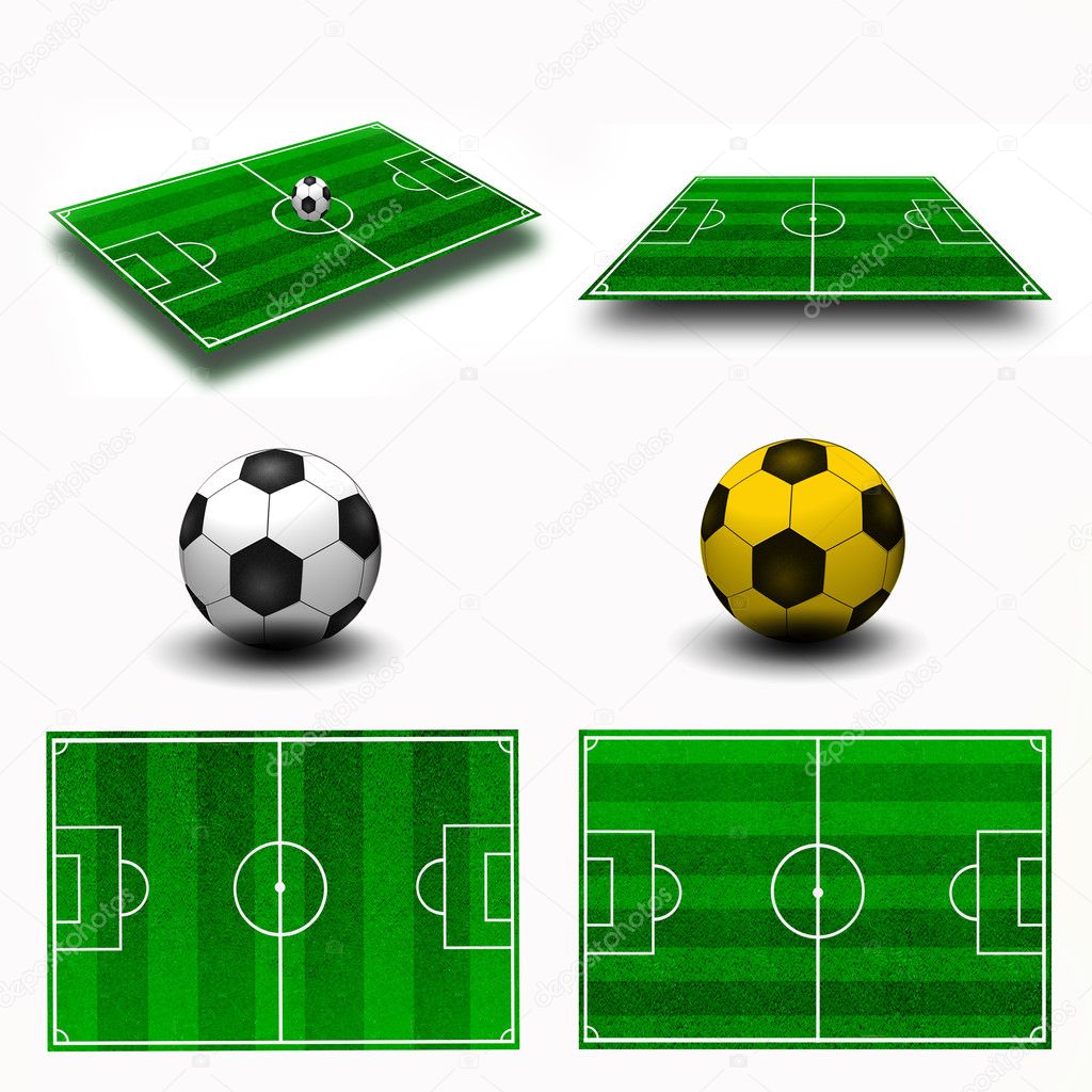 Collage. Soccer field tactic table, map on perspective geometry,