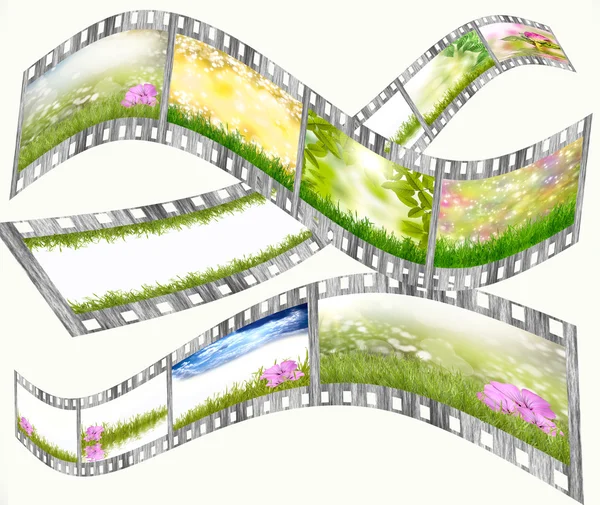 stock image Film strip with different photos of nature