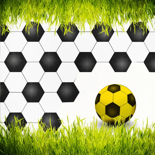 Uma bola de futebol com grama verde como fundo criativo — Fotografia de Stock