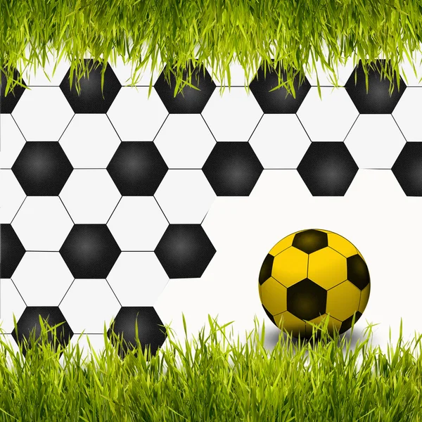 Ein Fußball mit grünem Gras als kreativer Hintergrund — Stockfoto