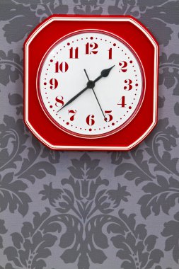 Red vintage kitchen clock clipart