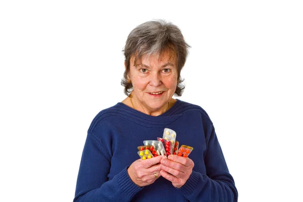 Kvinnliga senior med piller — Stockfoto